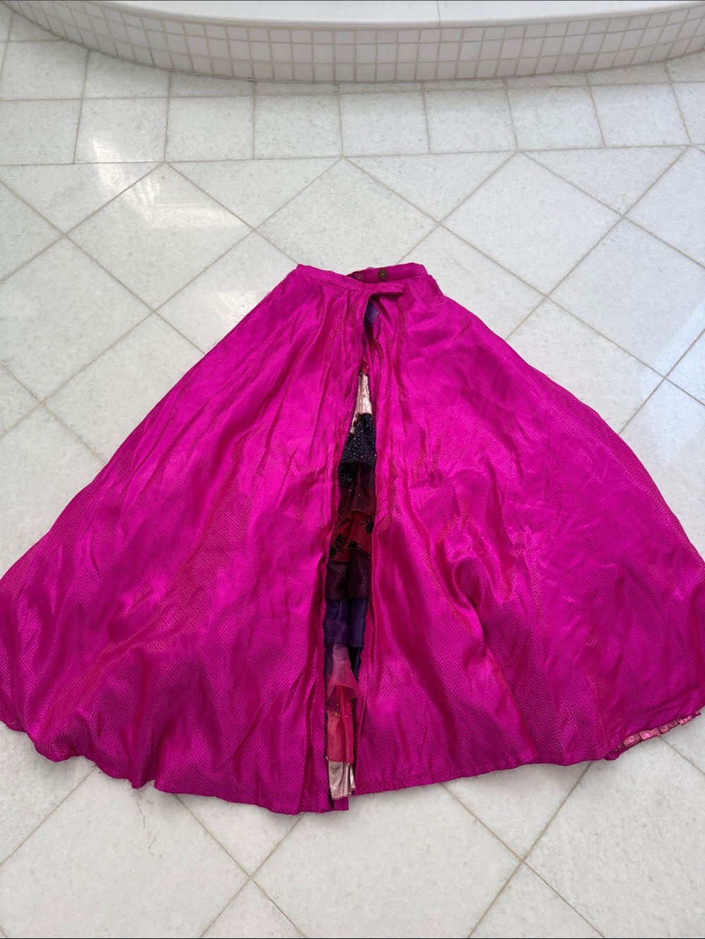 Fuchsia Multi-Tier Ruffled women party skirt - Picture 3 of 7